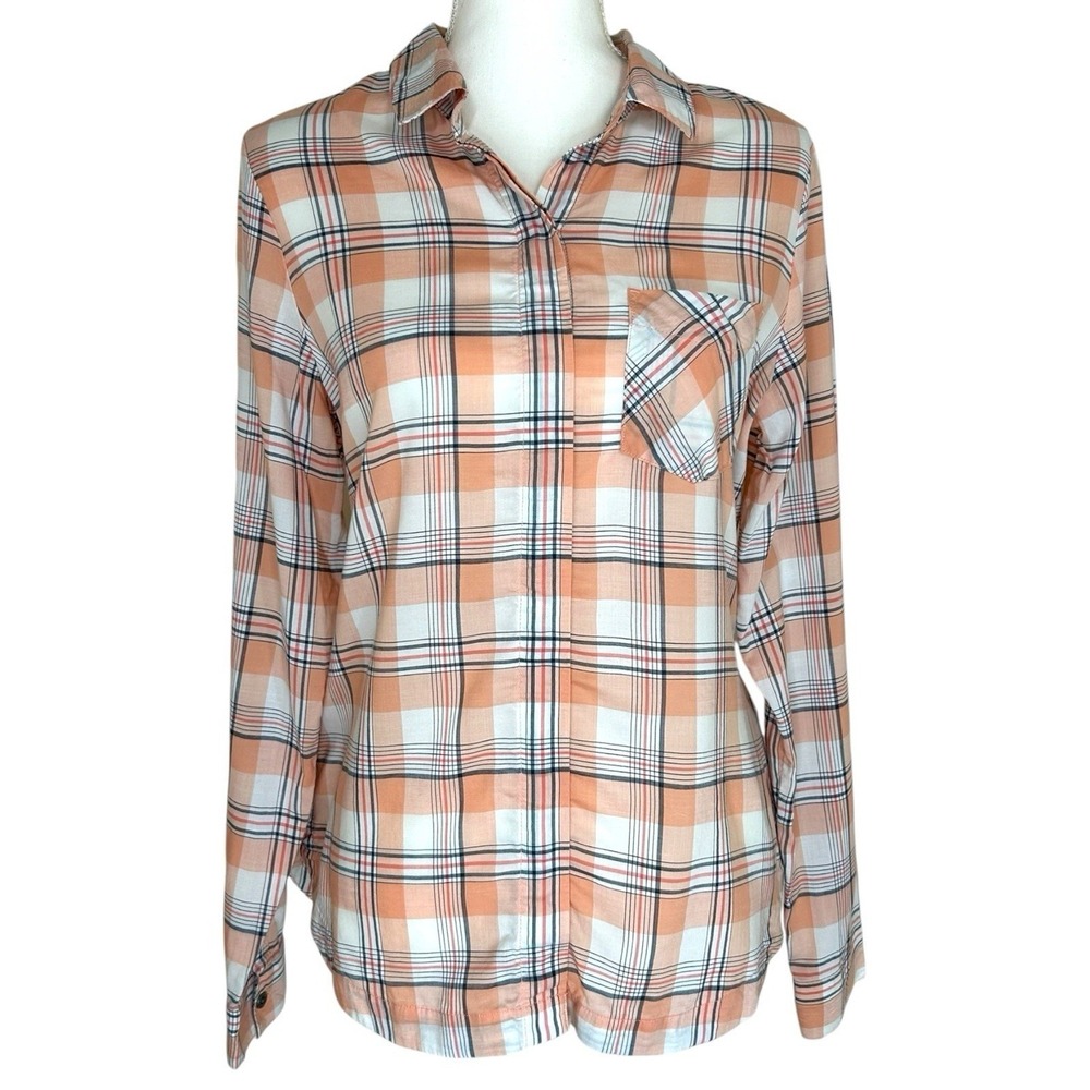 KUHL Women's Hadley Long Sleeve Plaid Button Up Shirt Small Pink Salmon 8049 - Picture 14 of 14